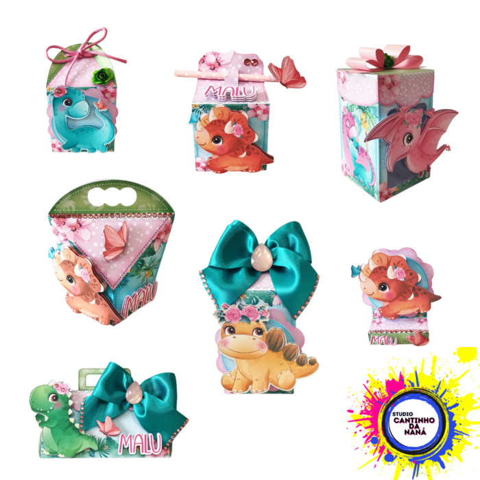 Kit Festa Dino Baby Menina Rosa Personalizadas Aniversário